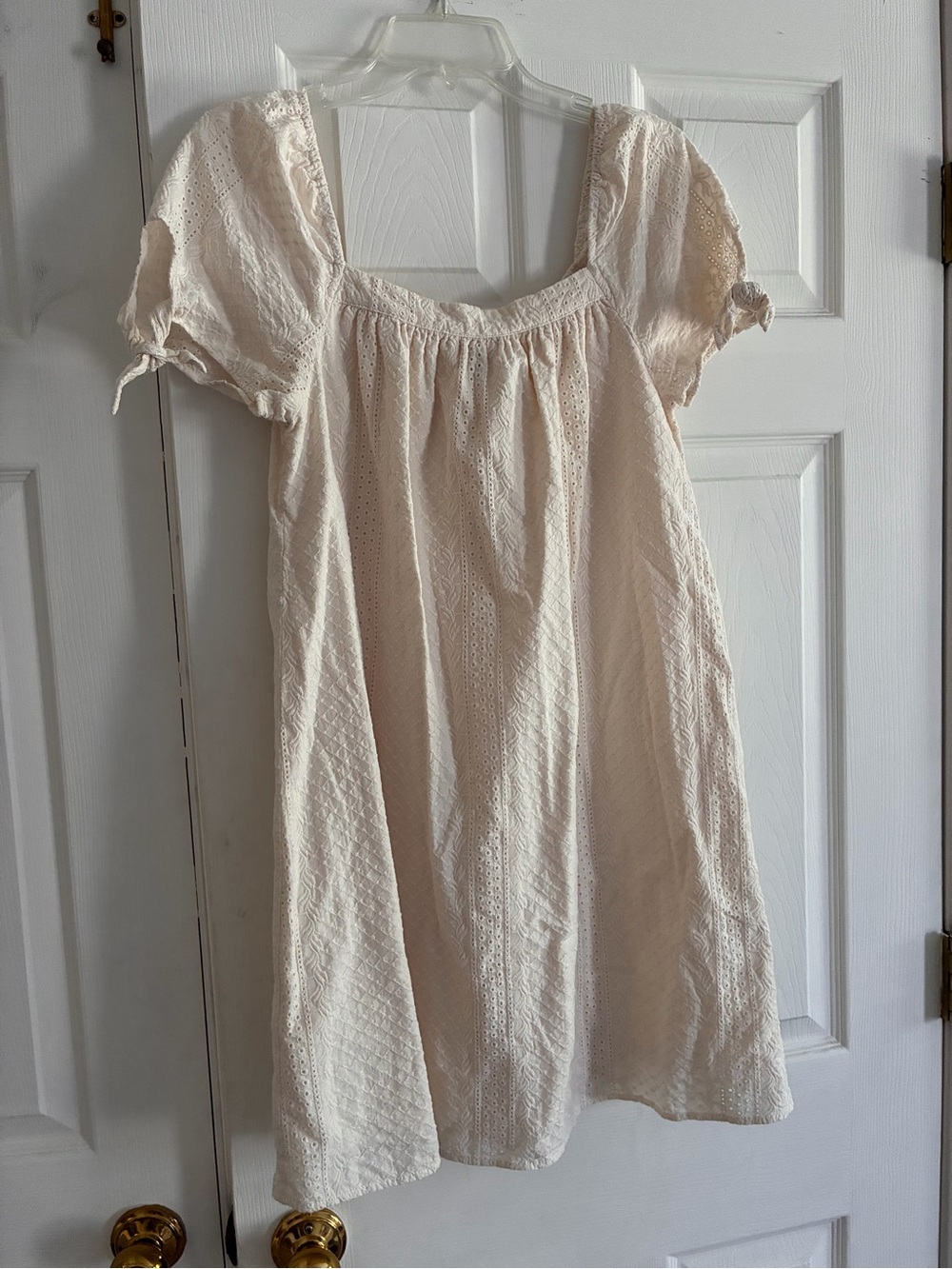 Universal Thread Cream Eyelet Puff-Sleeve Mini Dress